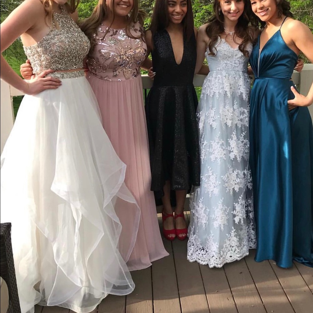 White/gold, Two Piece Prom Dress - Picture 1 of 5